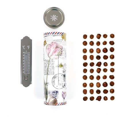 Koker XL met tulpen en thermometer