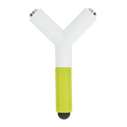 Koptelefoon splitter en touch pen, limegroen