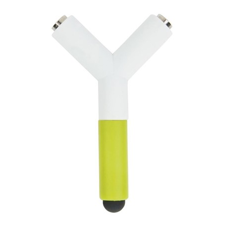 Koptelefoon splitter en touch pen, limegroen