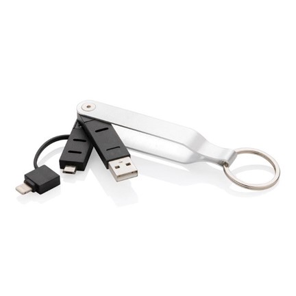 2-in-1 sleutelhanger en oplader met Mfi licentie , zilverkle