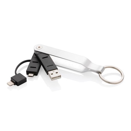 2-in-1 sleutelhanger en oplader met Mfi licentie , zilverkle