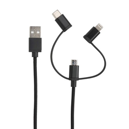 3-in-1 kabel met MFi licentie, zwart