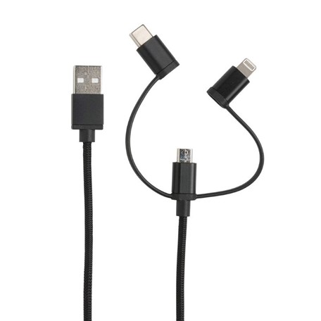 3-in-1 kabel met MFi licentie, zwart