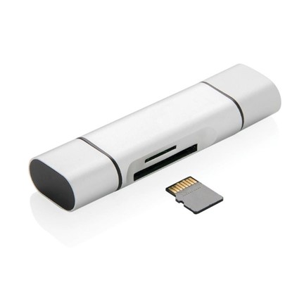 Universele card reader met type C, grijs