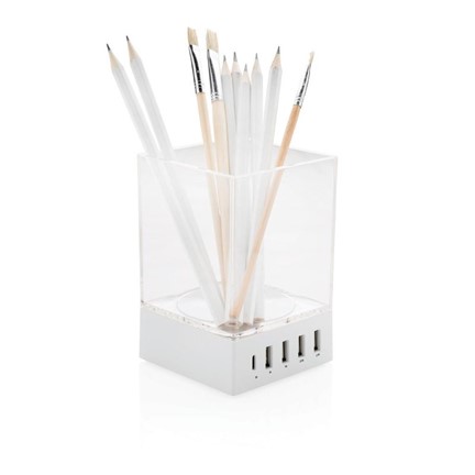 Pennenbakje met USB oplader, wit