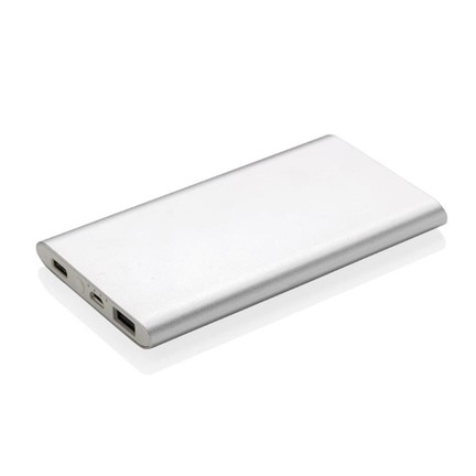 4.000 mAh type C powerbank, zilver