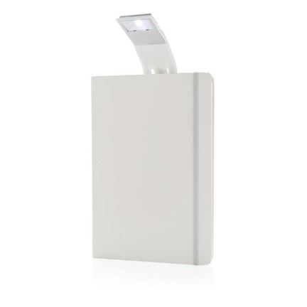 A5 notitieboek met LED leeslamp, wit