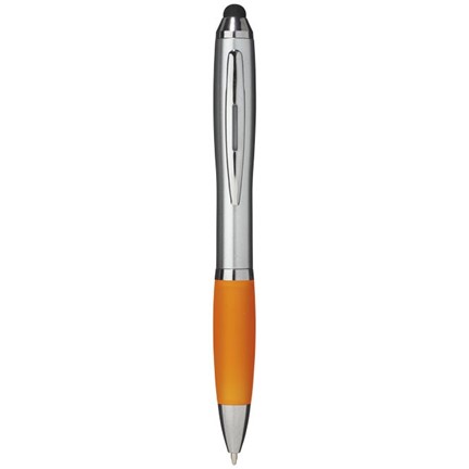 Nash stylus balpen met zilveren houder en gekleurde grip
