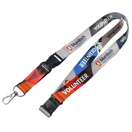 Sublimatie Lanyard 15 mm met standaard haak, zwarte buckle en veiligheidssluiting