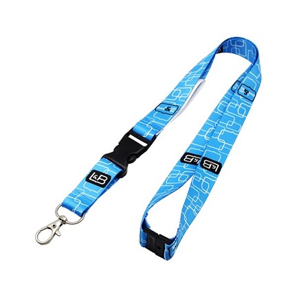 Sublimatie Lanyard 20 mm met standaard haak, zwarte buckle en veiligheidssluiting