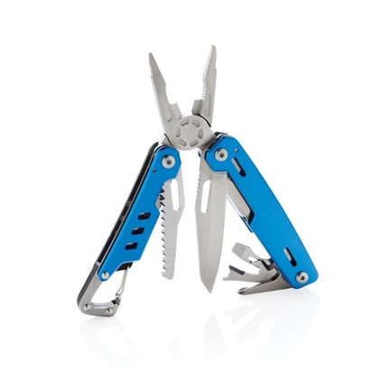 Solid multitool met karabijnhaak, blauw