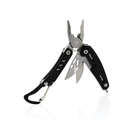 Solid mini multitool met karabijnhaak, zwart