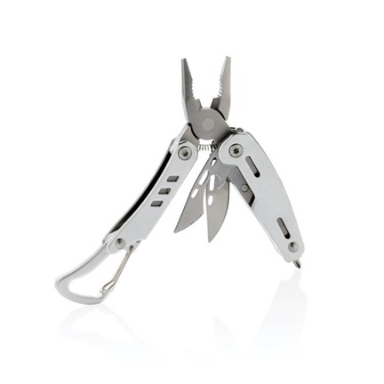 Solid mini multitool met karabijnhaak, zilver