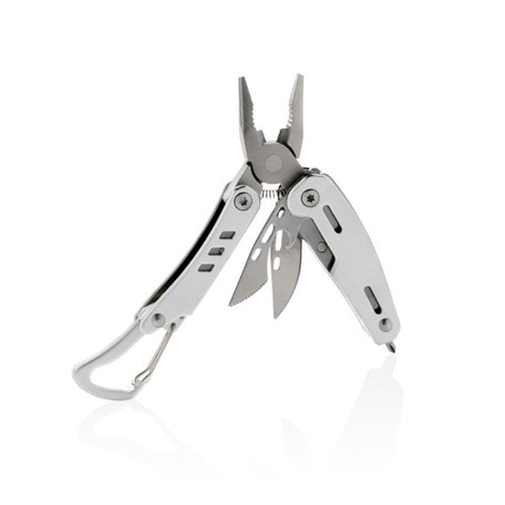 Solid mini multitool met karabijnhaak, zilver