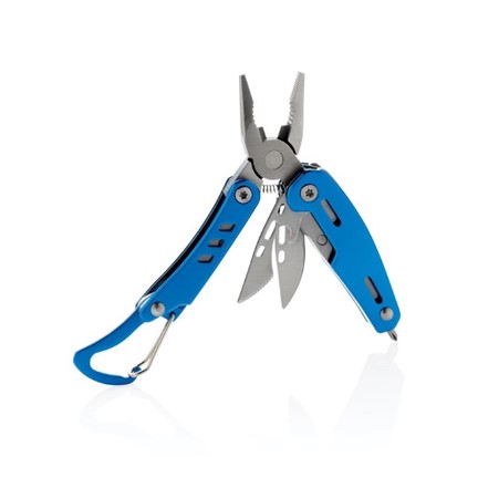 Solid mini multitool met karabijnhaak, blauw