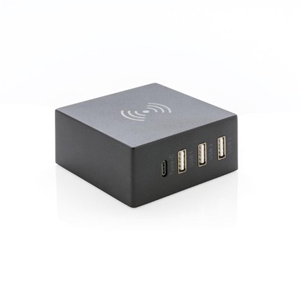 USB and 10W draadloze oplader, zwart