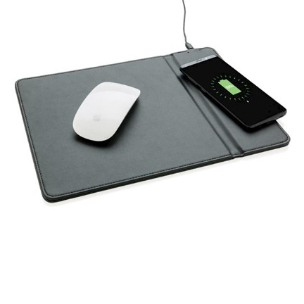 Muismat met 5W draadloze oplader, zwart