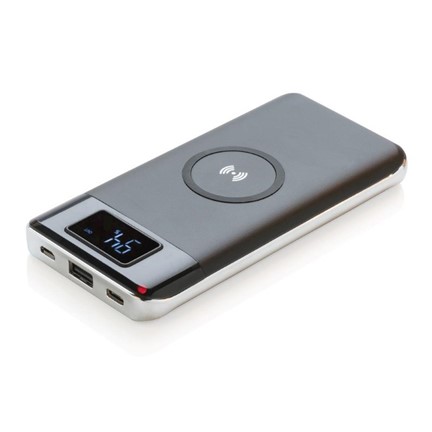 10.000 mAh powerbank met draadloze 5W oplader, zwart