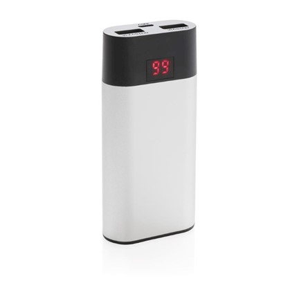 4.000 mAh powerbank met digitale display, zilverkleurig
