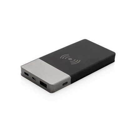 5.000 mAh Soft touch 5W draadloze powerbank, grijs