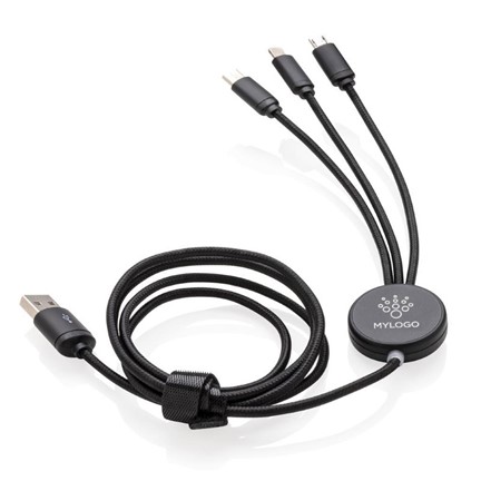 Voorgegraveerde Light up logo 3-in-1 kabel, zwart