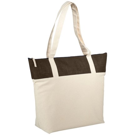 Jute en katoenen tas met ritssluiting
