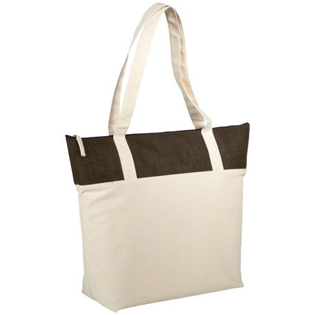 Jute en katoenen tas met ritssluiting