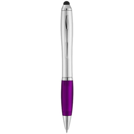 Nash stylus balpen met zilveren houder en gekleurde grip