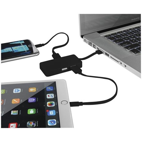 Grid USB hub met dubbele laadkabel