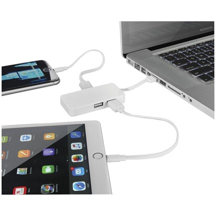 Grid USB hub met dubbele laadkabel